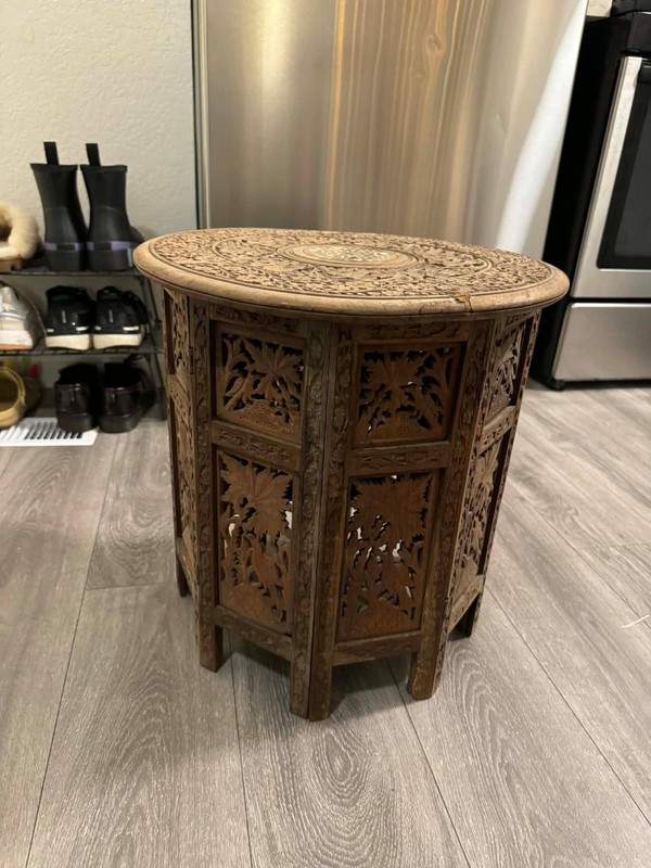 Vintage Anglo Indian Carved Wood Table gallery