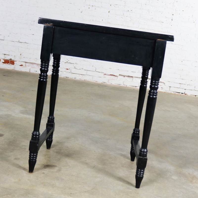 ON SALE!!! Black Turned Leg Drawered End Table with Matador and Bull Tile Insert gallery