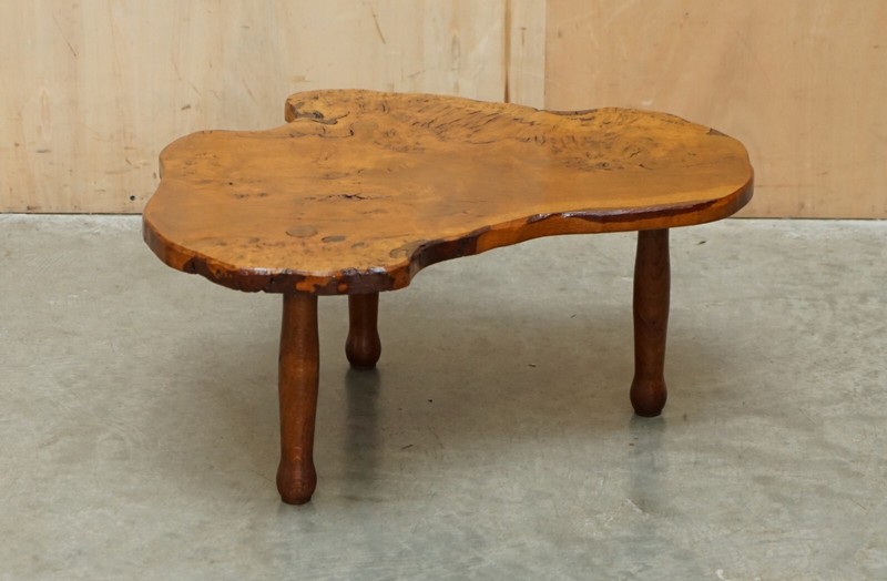 STUNNING LIVE EDGE SLAB COFFEE OR COCKTAIL TABLE IN BURR PIPPY OAK gallery