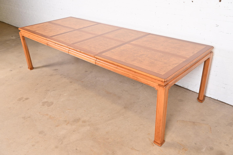 Henredon Mid-Century Hollywood Regency Mahogany and Burl Wood Dining Table