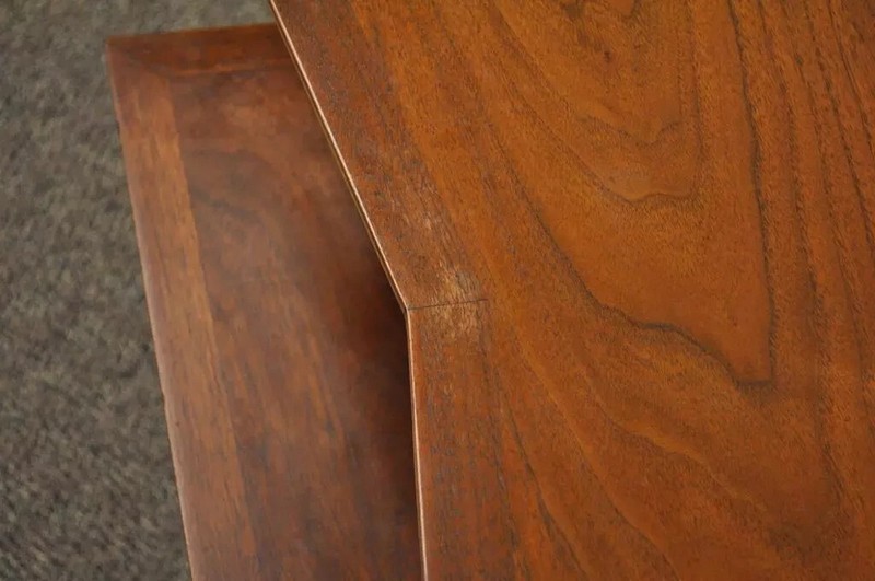 Vintage Mid Century Danish Modern Sculpted Walnut 2 Tier Side End Lamp Table gallery