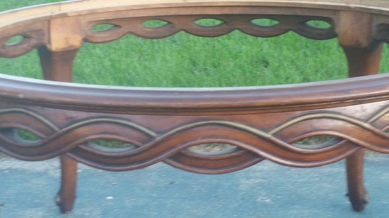 Antique Architectural Carved Wood Table Base Neo Classical W/O Glass gallery