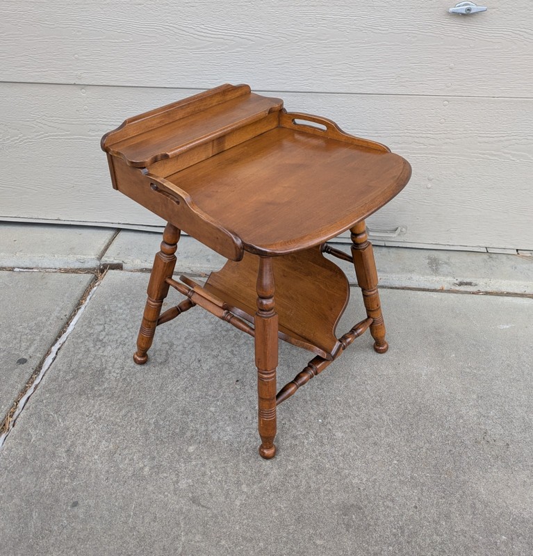 Vintage Sprague & Carleton Mid Century Modern Maplelux Maple Wood Step Table gallery