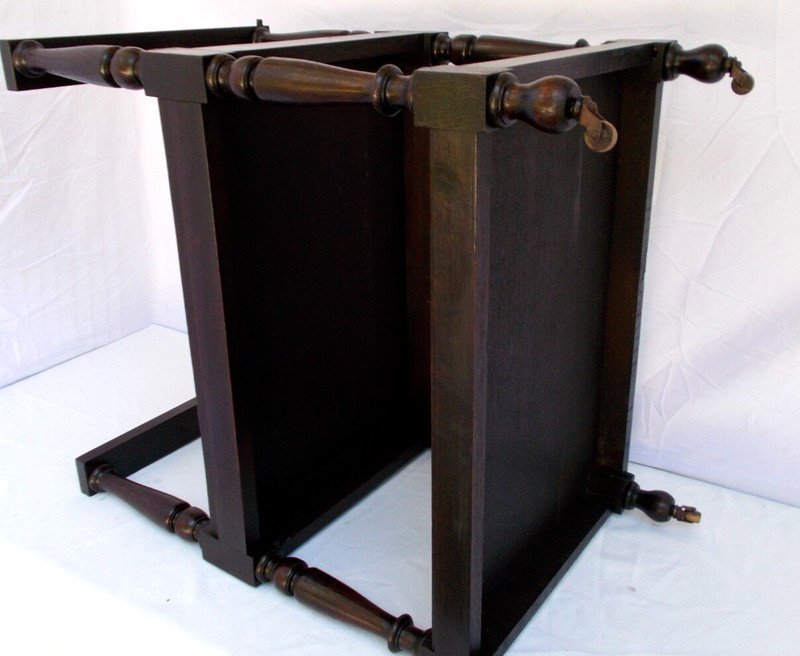 Antique wood Italian Renaissance rolling Butler serving cart table tray gallery