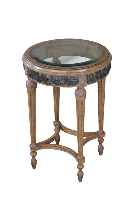 Maitland Smith French Louis XVI Walnut Glass Gueridon Pedestal Table Plant Stand gallery
