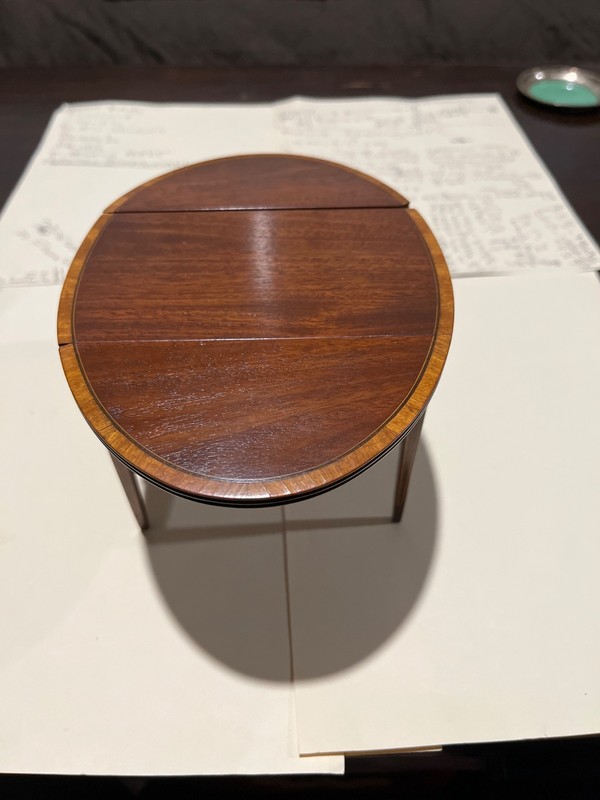 Vintage miniature drop leaf table and a vintage guilted hand painted mirror gallery