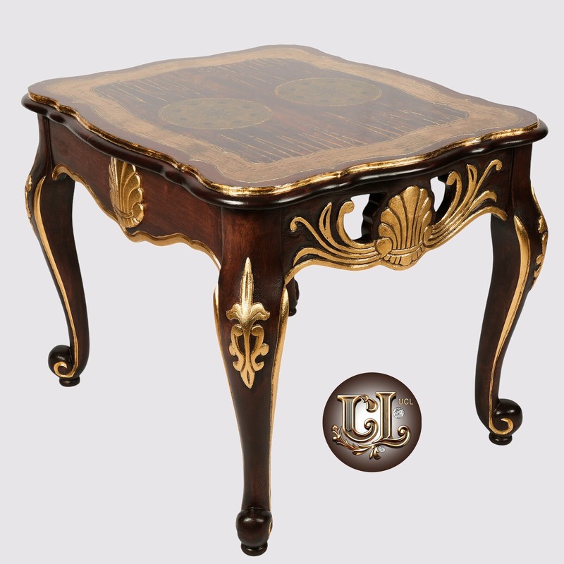 Baroque Backgammon Game Table Louis XV Gold Carved Wood Legs Antique Style gallery