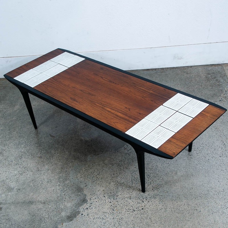 Mid Century Modern Coffee Table Lane Cosmopolitan Surfboard Tile Rosewood Wood gallery