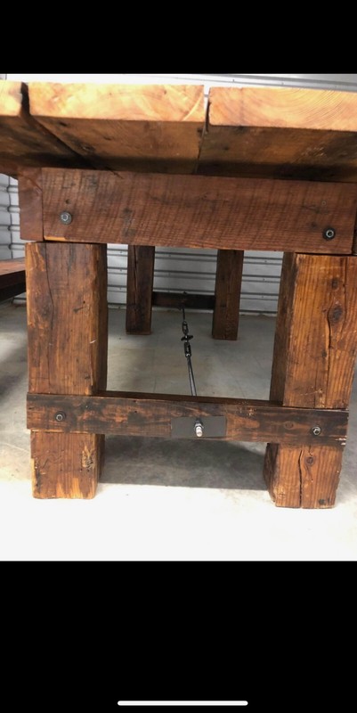 Antique Farmhouse 8' Farm Table & Bench Reclaimed Mill Sawn Wood (Valley, AL) gallery
