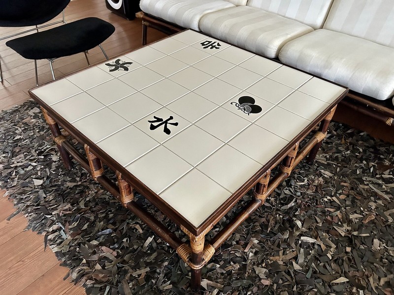John Wisner Ficks Reed Asian Modern Rattan Bamboo Coffee Table