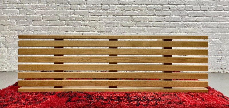 Mid Century Modern styled HANDMADE Oak Slat Bench | Long Coffee Table gallery
