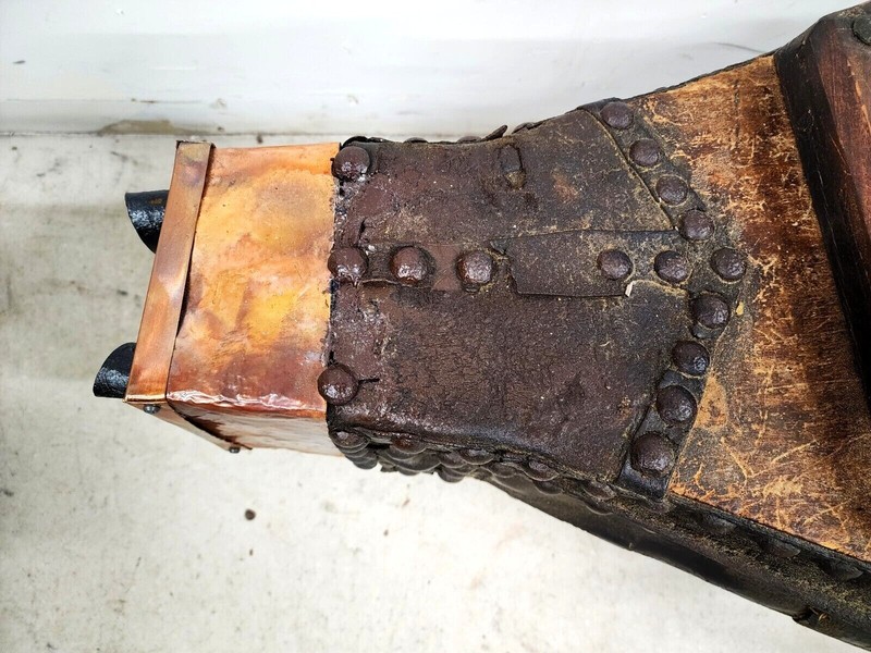 1800s French Blacksmith Bellows Rustic Coffee Table gallery