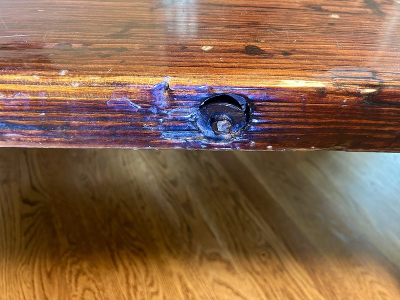 Antique Hatch Cover Coffee Table from WWII Liberty Ship - removable casters gallery