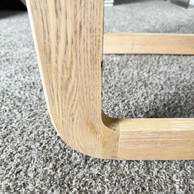 Mid Century Modern Oak Side Table With Smoked Glass Top by Lou Hodges gallery