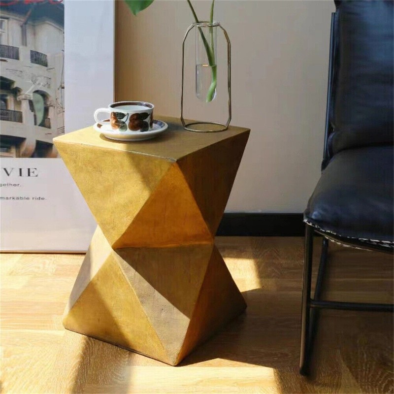 Outdoor Side Table Terrazzo End Table Garden Plant Holder Smooth Concrete Table