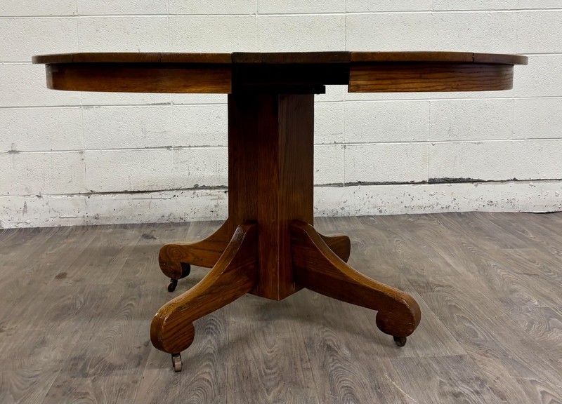 Antique American Empire Style Scroll Foot Pedestal Dining Table Breakfast Table gallery