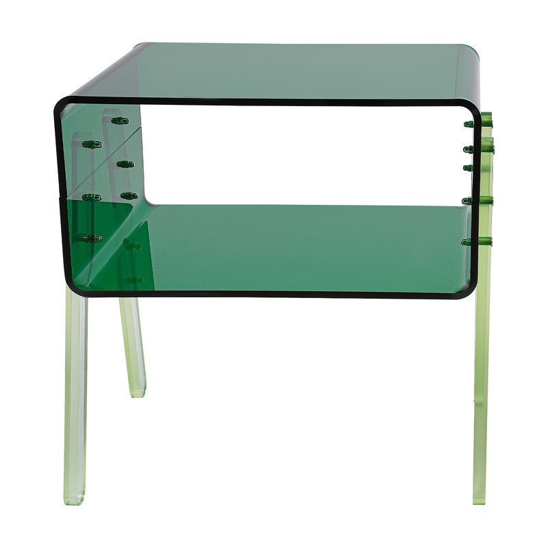 Green Acrylic Side Table Minimalist Sleek Edges for Living Room Bedroom Decor gallery