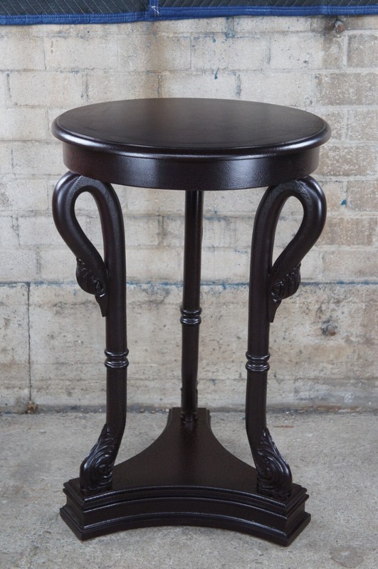 French Directoire Crackle Lacquer Gueridon Swan Pedestal Table Sculpture Stand gallery