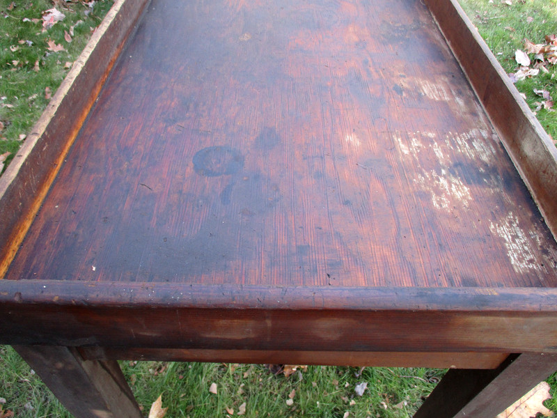Antique Bucket Bench Side Table Work Stand org. Red Wash gallery