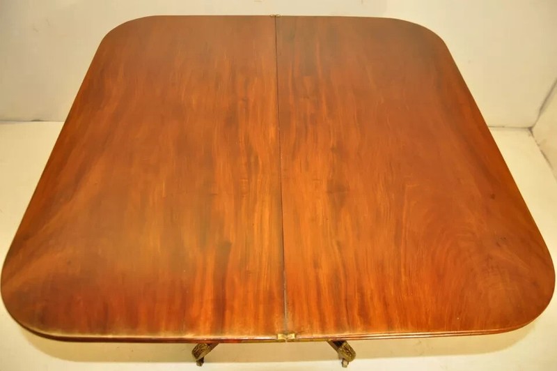 19th Century English Regency Mahogany Game Table on Metal Casters, card Table gallery