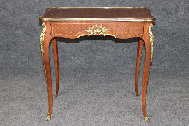 Francois Linke Style Marquetry Bronze Mounted Louis XV End Occassional Table gallery