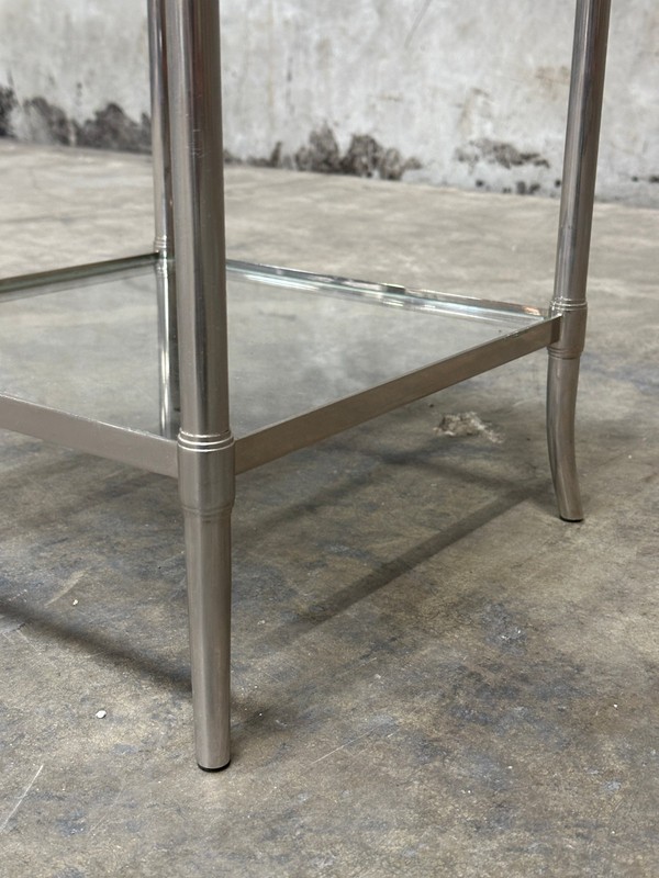 Waterworks Easton Etagere Side Table, Edwardian Nickel & Glass, Two-Tier gallery