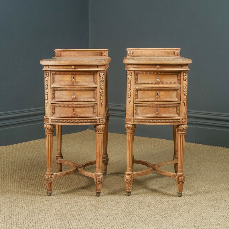 Antique Italian Pair Two Renaissance Beech Lime Washed Besides Cabinets Tables gallery