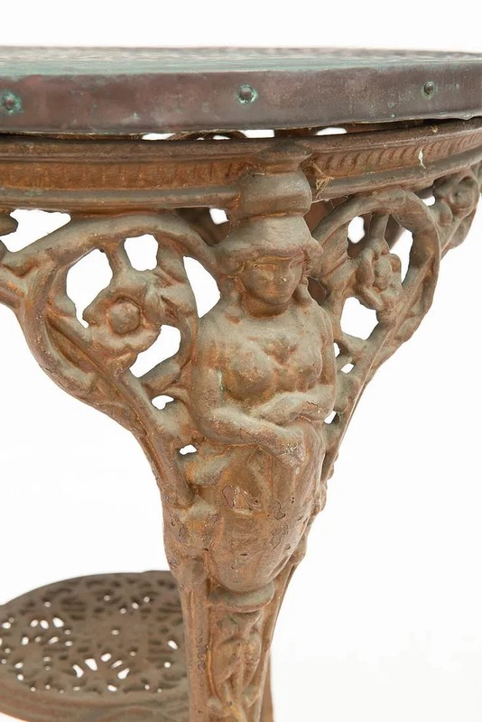 English Pub Table With Copper Top and Cast Iron Base gallery