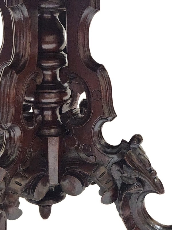 Center Parlor TABLE, Thomas Brooks NYC, Renaissance Victorian, Marble Top, 40"L gallery