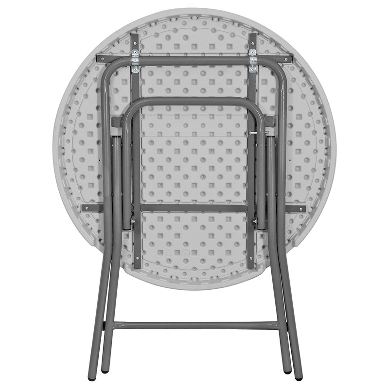 32" Round Folding Table White Plastic Tabletop Metal Frame for Picnic Event Part gallery