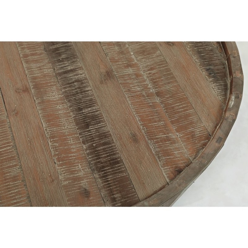 Conundrum Modern Distressed Solid Wood Drum Coffee Table gallery