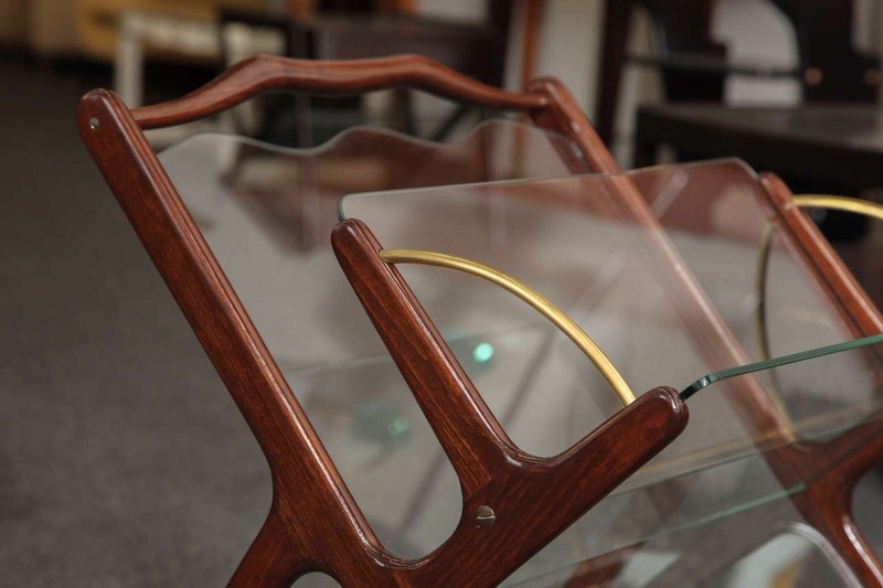 Glass and Walnut Magazine Cart by Cesare Lacca, Italy, 1955 gallery