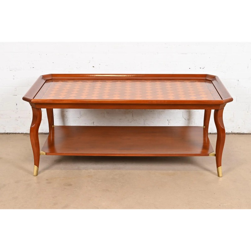 John Widdicomb Italian Provincial Parquetry Top Two-Tier Coffee Table gallery