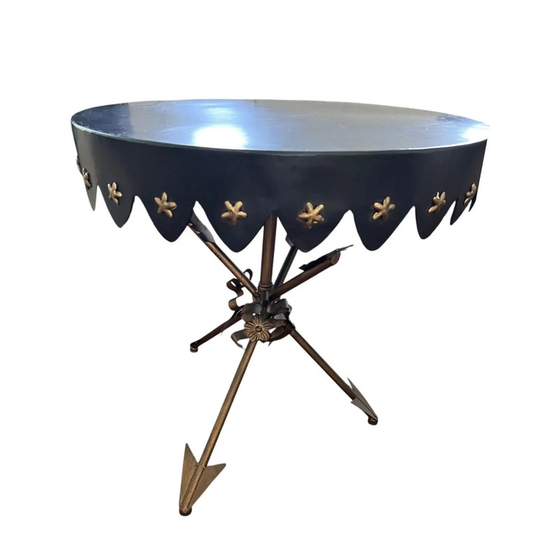 Antique Round Neoclassical Crossed Arrow Side Table gallery