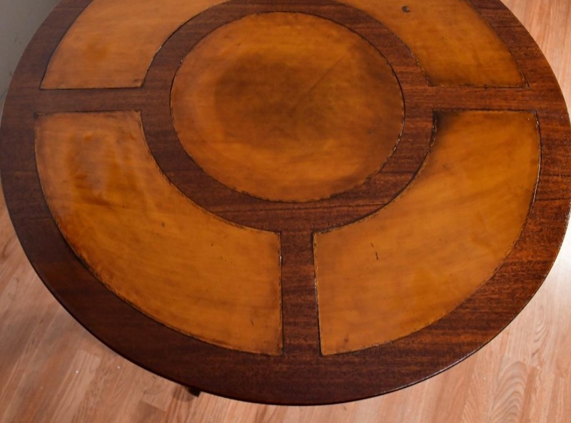 1930s English Regency Mahogany & Leather top PAIR of side tables / end tables gallery