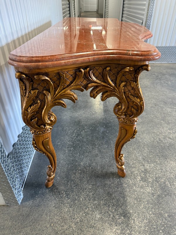 LARGE WILLIAM SWITZER LOUIS 16TH STYLE CONSOLE TABLE WITH MARBLE TOP gallery