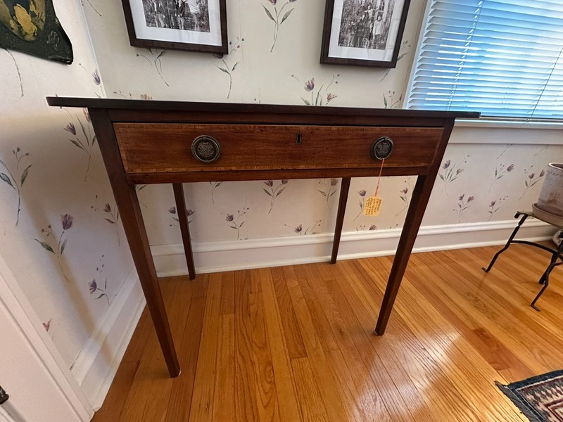 1770 Georgian Solid Mahogany Side Table With Prince of Wales Hardware