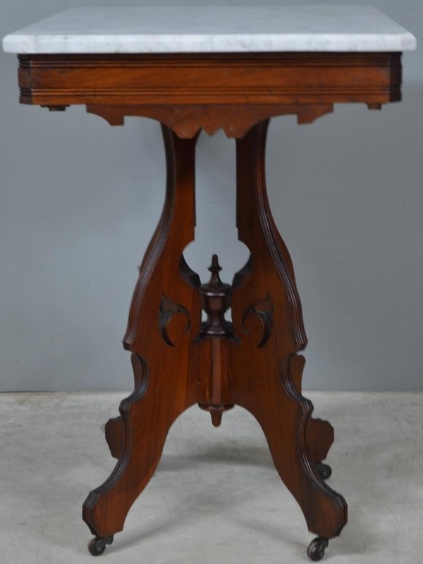 Antique Victorian Walnut Marble Top Parlor Stand #22589