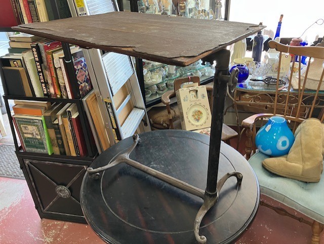 Antique Steampunk Medical Bedside Table – Sidway Chicago – Adjustable Height