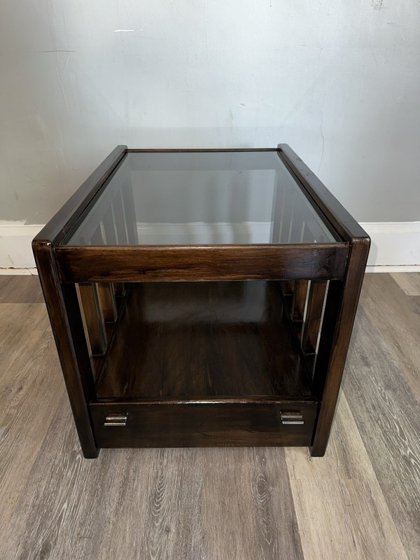 Versatile Side Table with Glass Top, and Storage