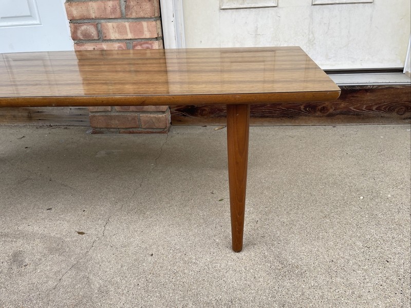MCM Modern Swag Teak Wood Rectangular Coffee Cocktail Tapered Legs Table gallery