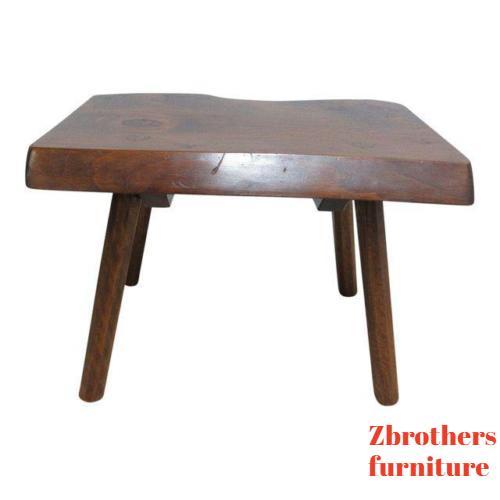 Vintage Mid Century adirondack Free Form Slab Wood Live Edge Lamp End Table B