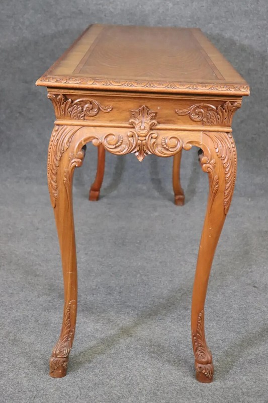 Ornately Carved Walnut Georgian Style Inlaid Server or Console Table gallery