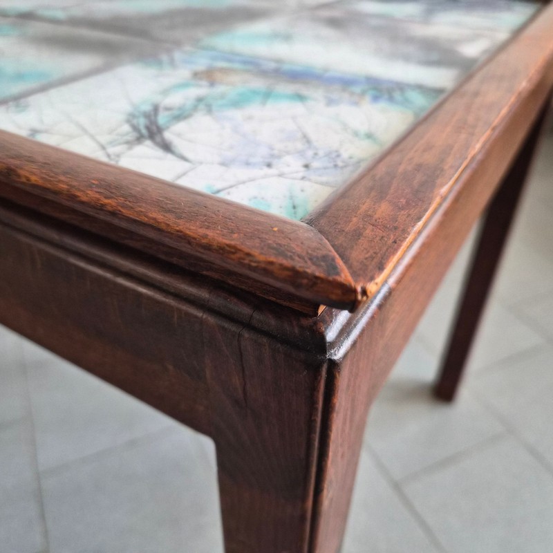 Vintage Scandinavian Side Table 1940 By Frits Henningsen In Teak & Ceramic gallery