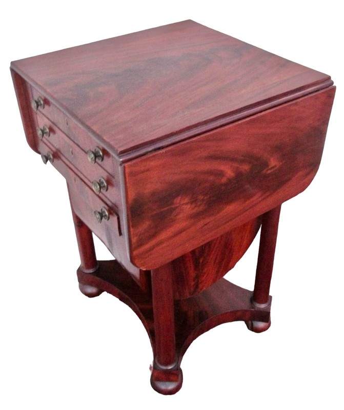 Antique Mahogany 3 Drawer Worktable / Sewing Stand | Attributed to Issac Vose gallery
