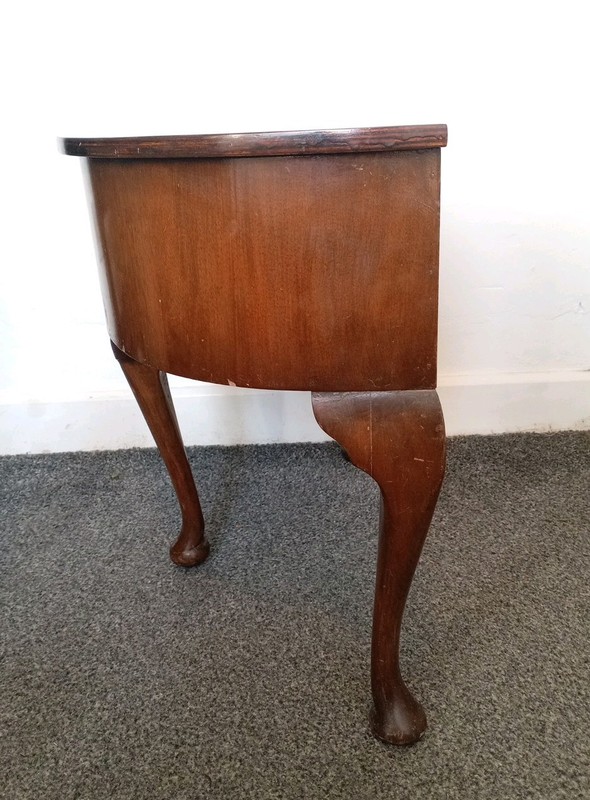 Mahogany Demi-Lune Table - Sewing Table With Box And Lid, Console Table Hall Tea gallery