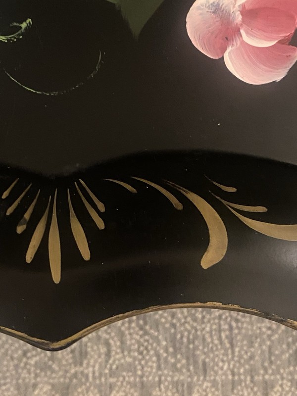 Estate Hand Painted Large Tole Tray Table gallery