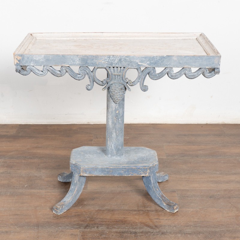 19th Century Swedish Blue Pedestal Side Table gallery