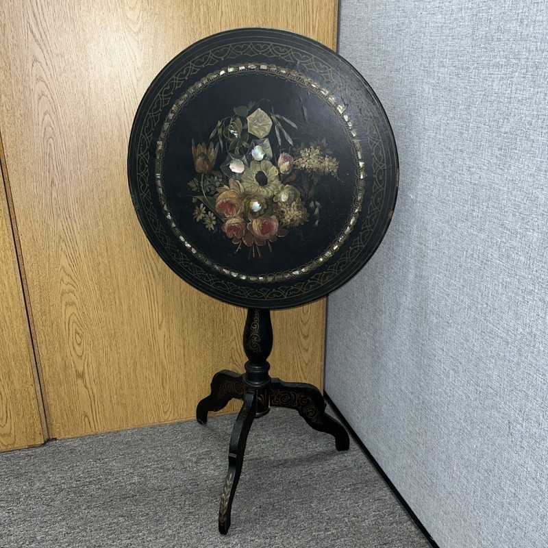 19th Century French Napoleon Iii Gueridar Tilt Table Mother of Pearl GORGEOUS