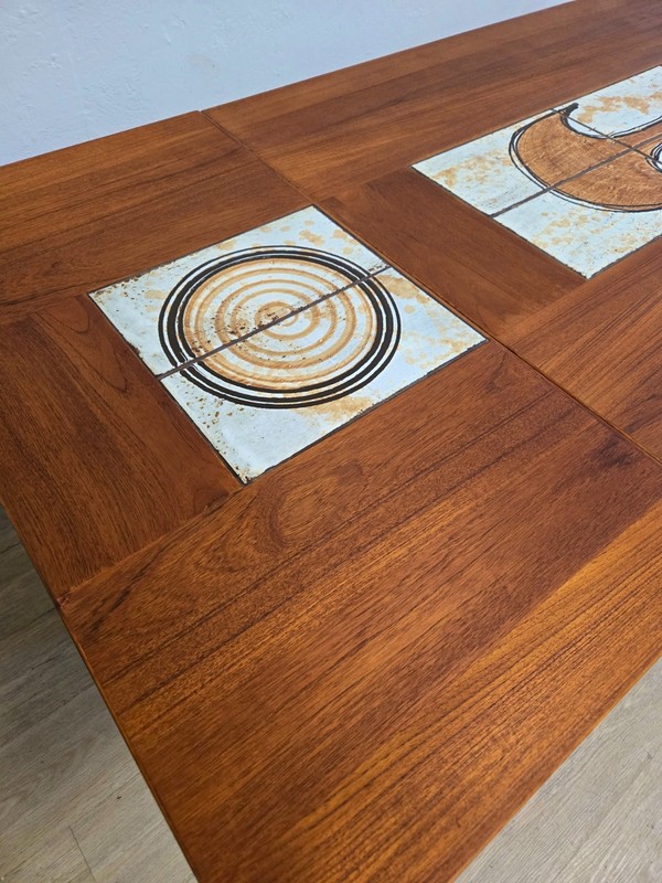 Mid Century Danish Modern Teak Tiled Dropleaf Dining Table-Refinished-Denmark gallery